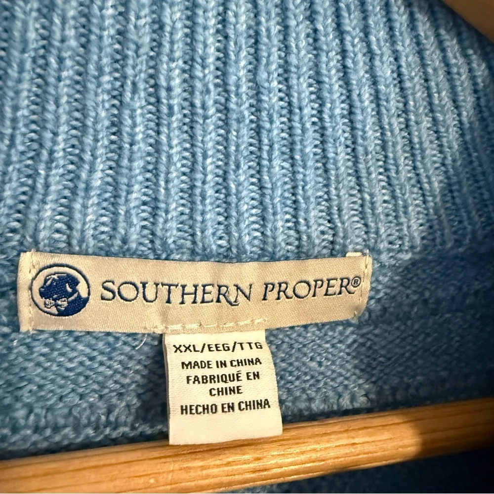 Southern Proper Sweater 1/4 Zip Blissful Blue Textured Knit Pullover Size 2XL